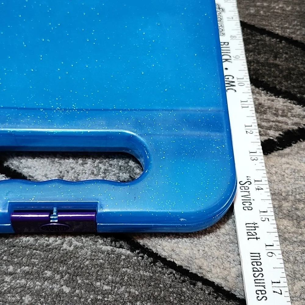VINTAGE LISA FRANK BLUE SILVER SHIMMER SHINE ENCLOSED TIGER CLIP-BOARD P…